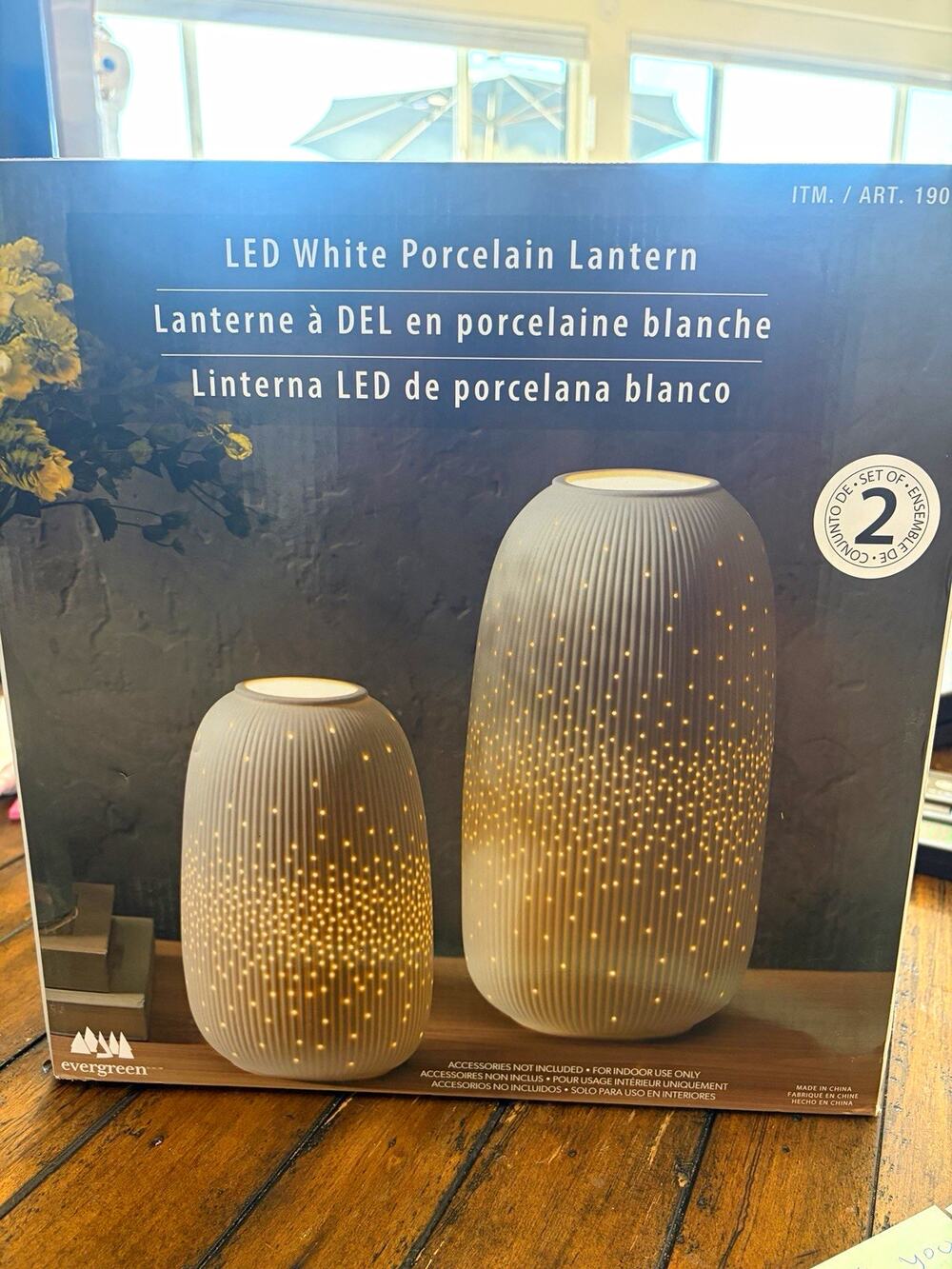 Evergreen LED Porcelain Lanterns Set of 2 White Warm White Touch Rechargeable
